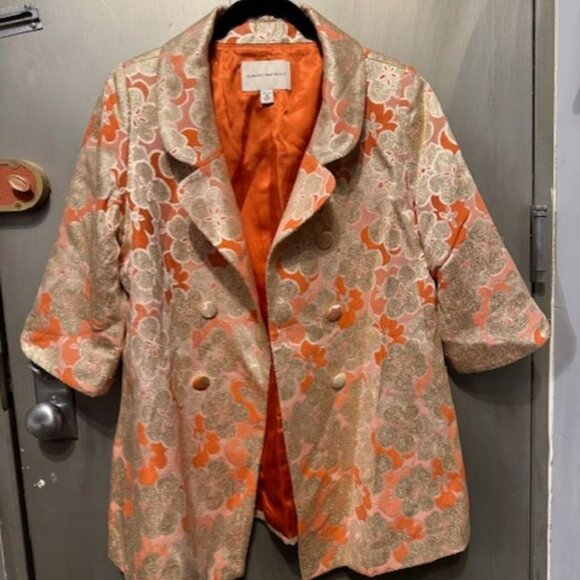 Vintage Silk Brocade Gold Floral Double Breasted Coat / Jacket (1960’s inspired) - Picture 5 of 16